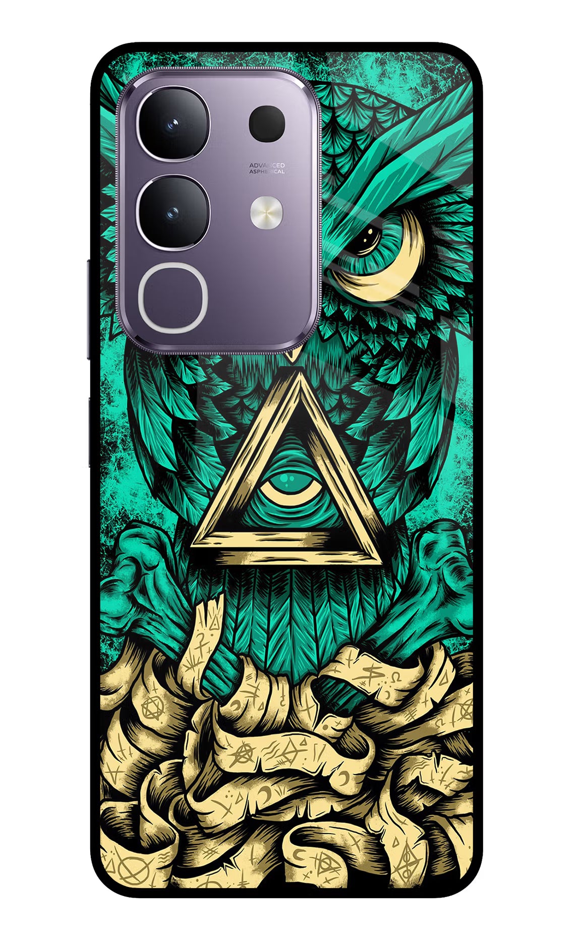 Green Owl Vivo T4x 5G Glass Case Back Cover by Casekaro