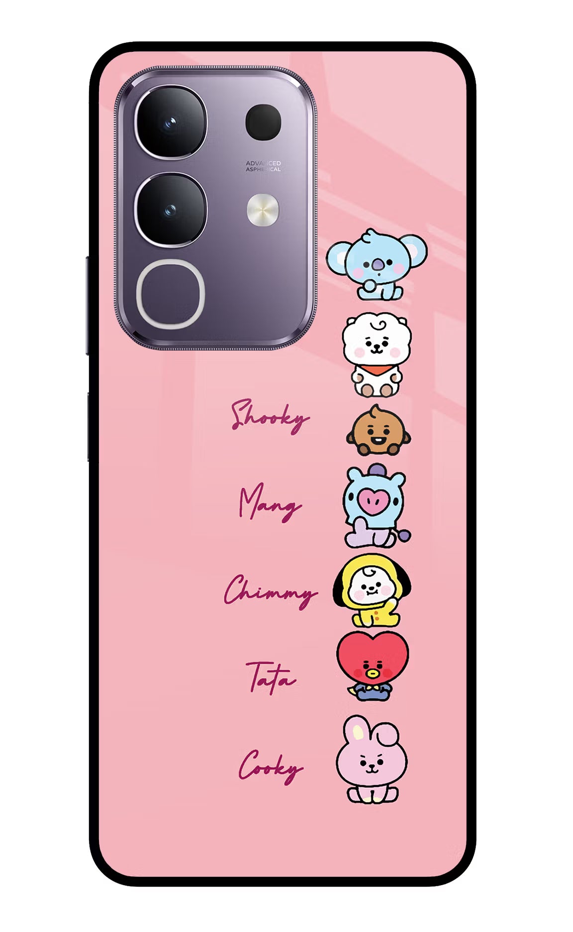 BTS names Vivo T4x 5G Glass Case Back Cover by Casekaro