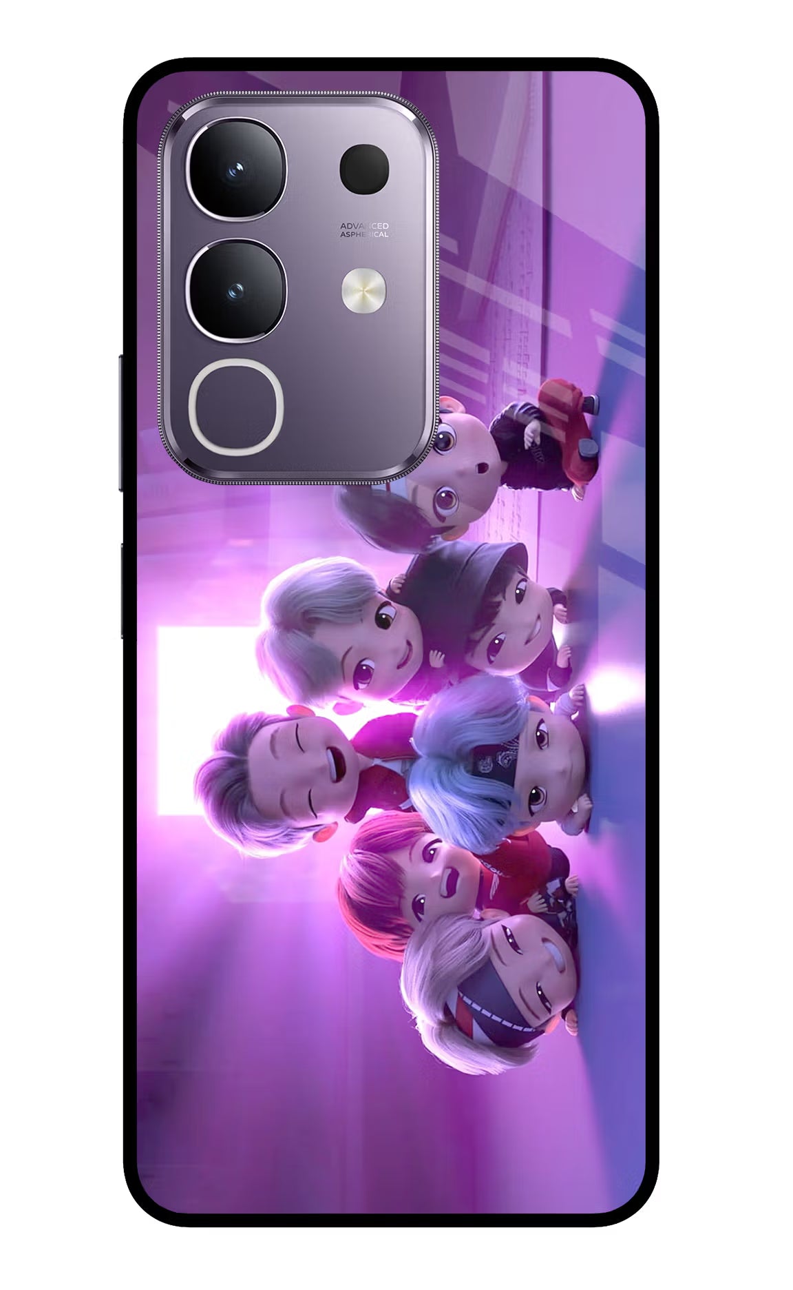 BTS Chibi Vivo T4x 5G Glass Case Back Cover by Casekaro