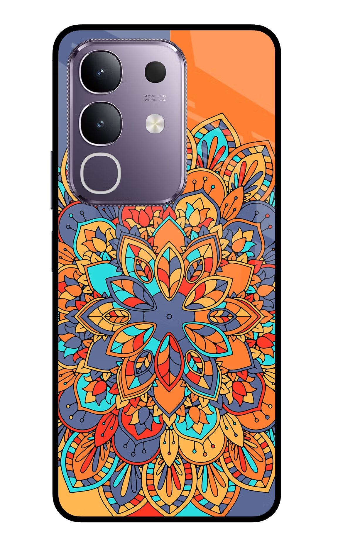 Color Mandala Vivo T4x 5G Glass Case Back Cover by Casekaro
