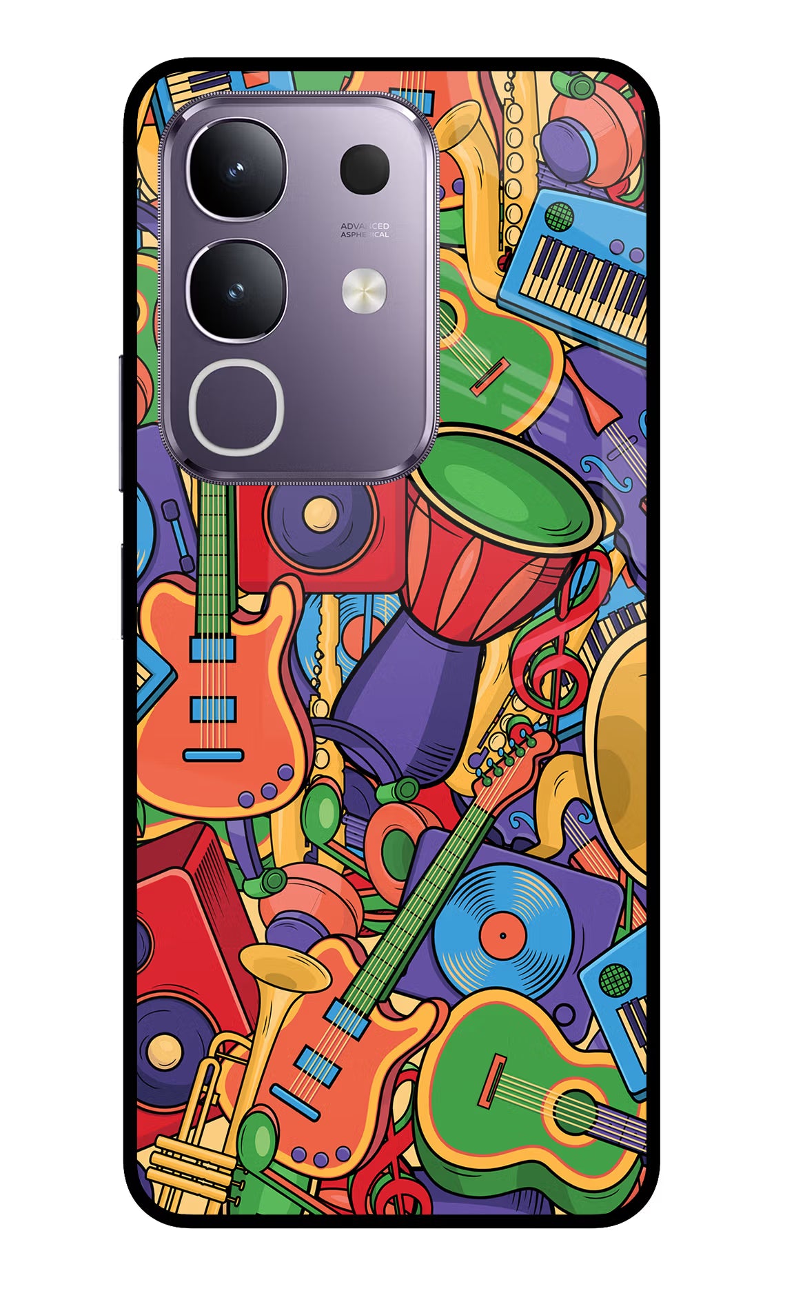 Music Instrument Doodle Vivo T4x 5G Glass Case Back Cover by Casekaro