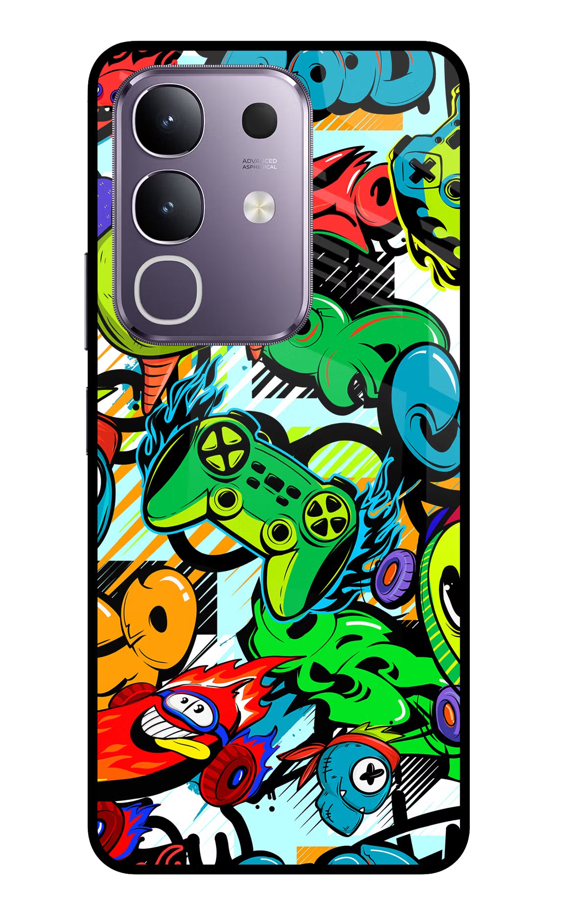 Game Doodle Vivo T4x 5G Glass Case Back Cover by Casekaro