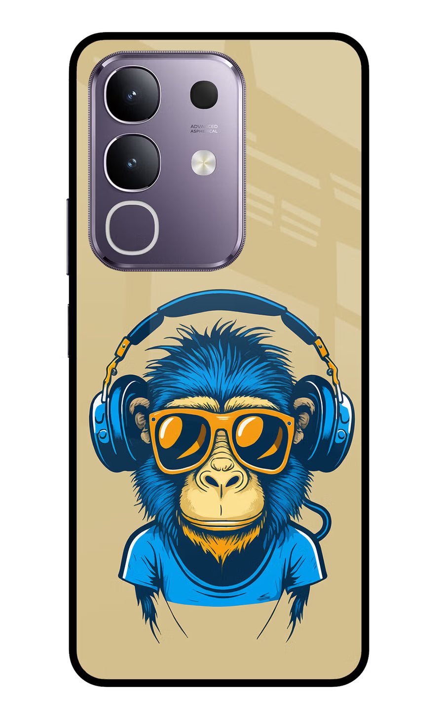 Monkey Headphone Vivo T4x 5G Back Cover, Glass case