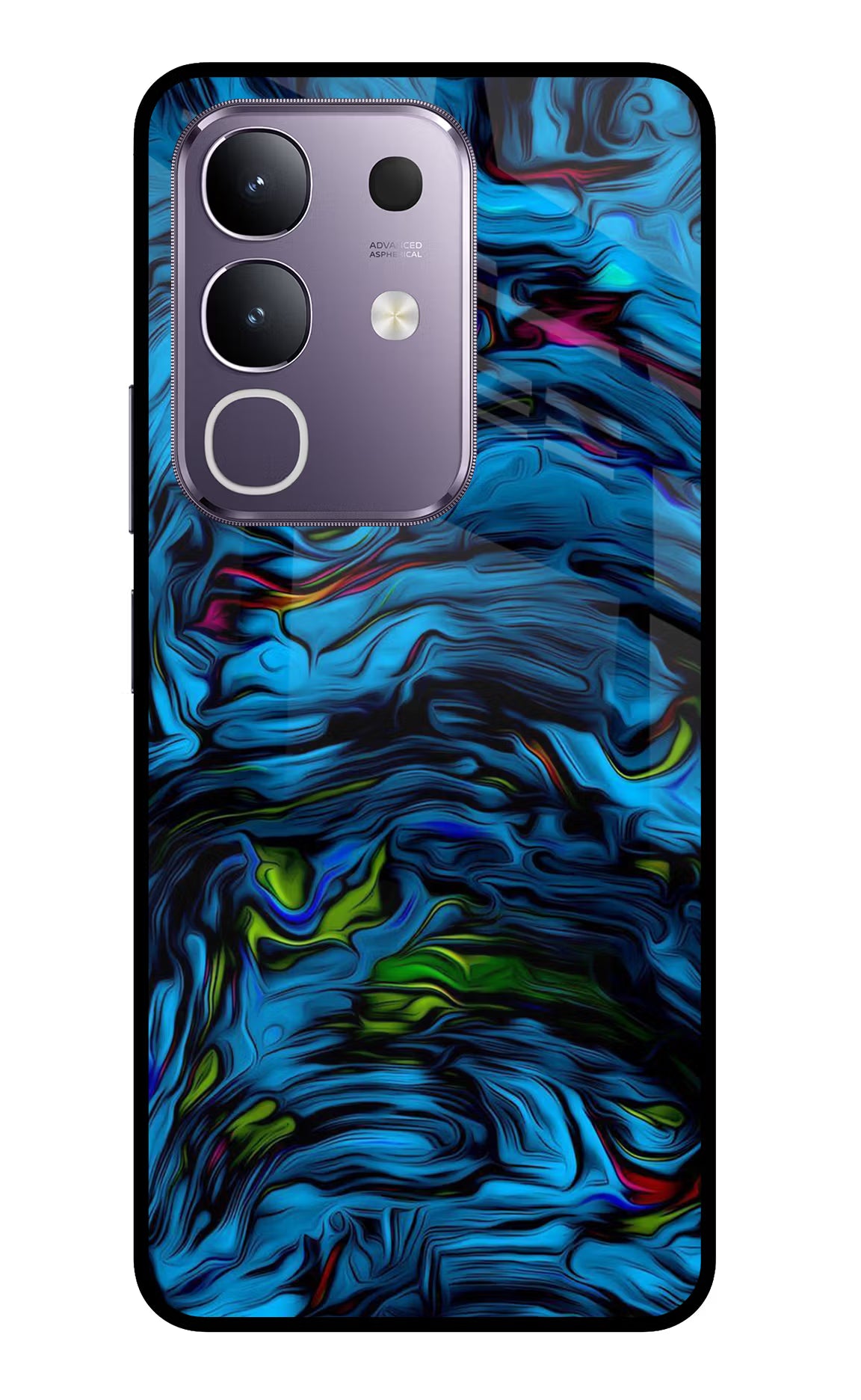 Dark Blue Abstract Vivo T4x 5G Glass Case Back Cover by Casekaro