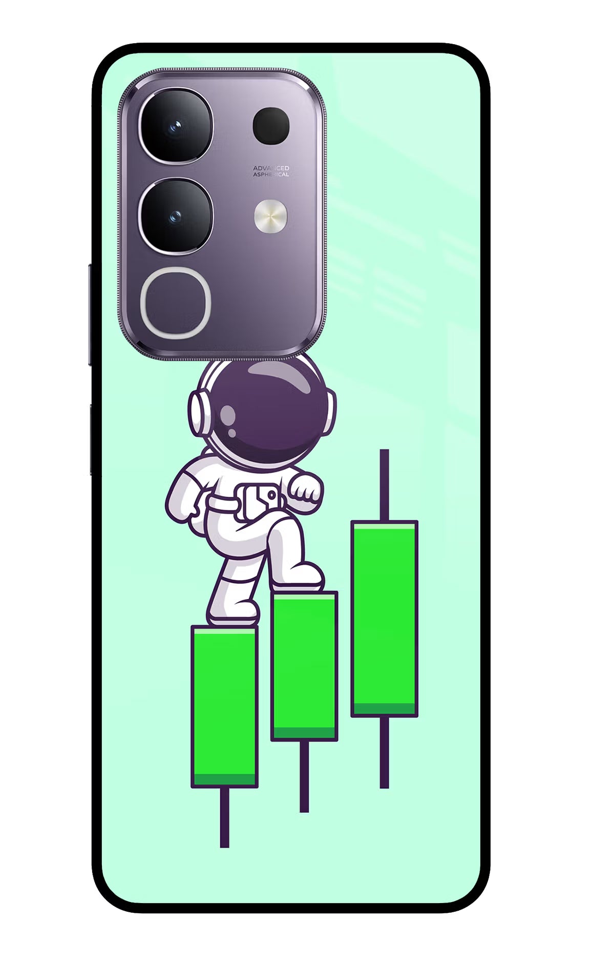 Astronaut Trader Vivo T4x 5G Glass Case Back Cover by Casekaro