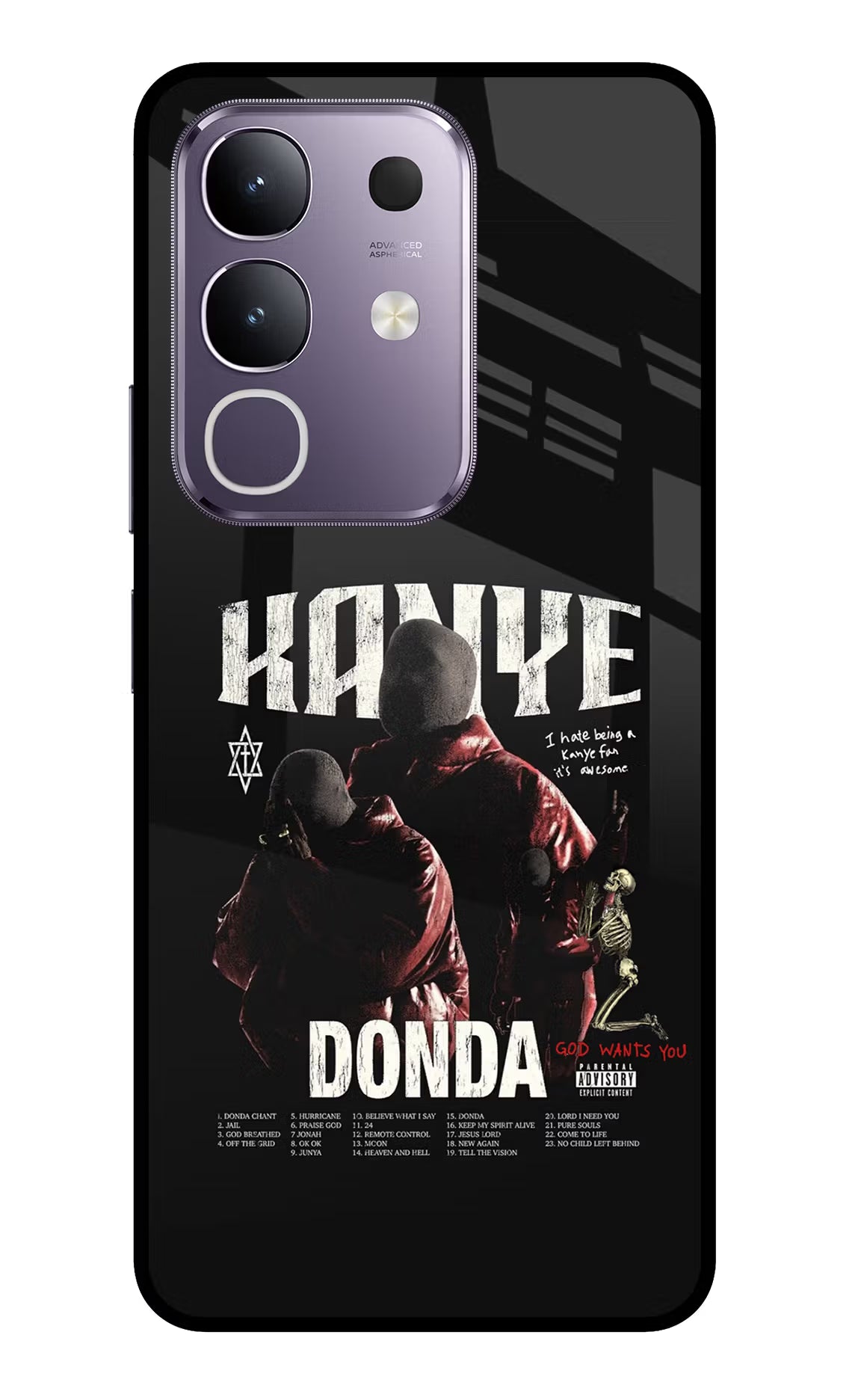 Donda Kanye West Vivo T4x 5G Glass Case Back Cover by Casekaro