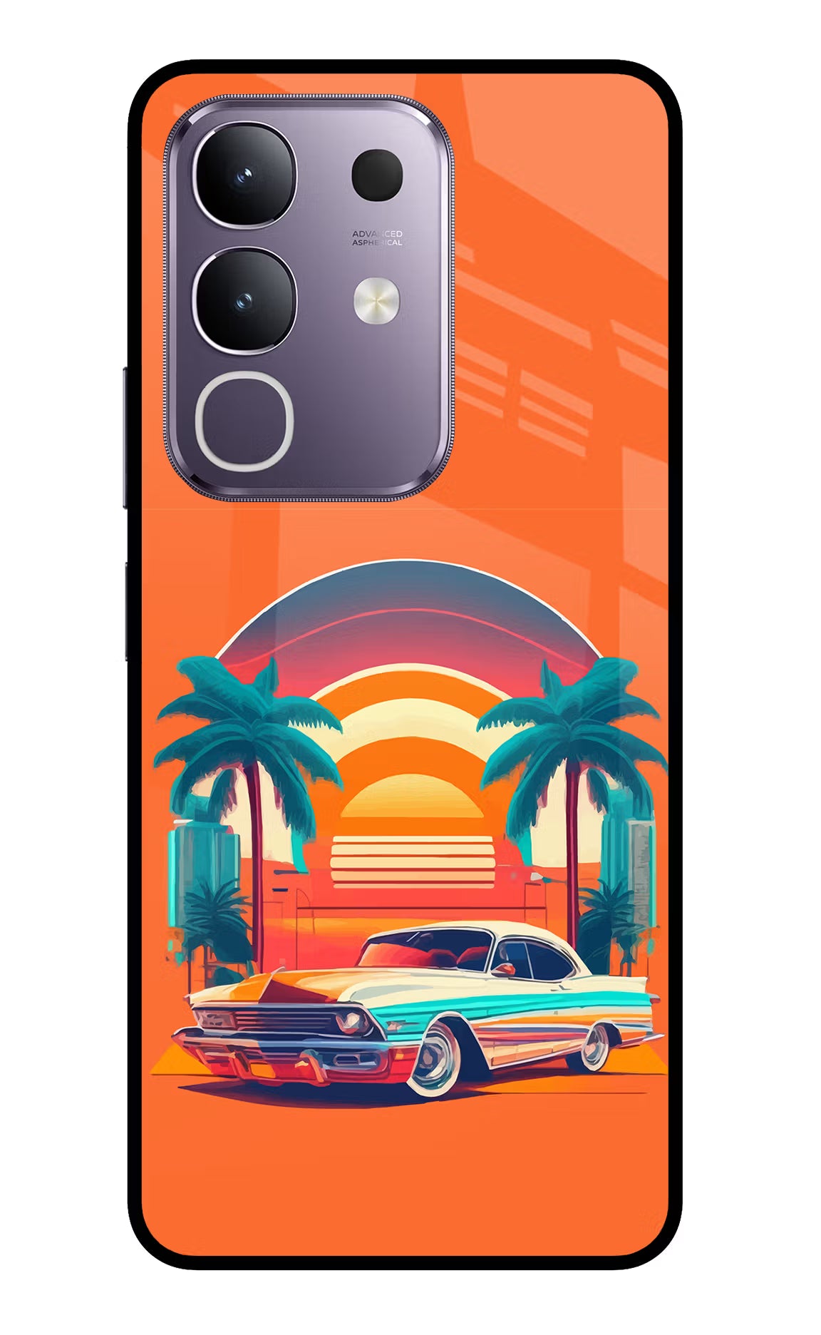 Palm Drive 80s Vivo T4x 5G Glass Case Back Cover by Casekaro
