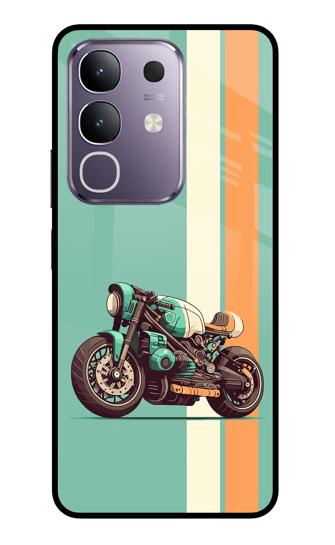 Striped Moto Drift Vivo T4x 5G Glass Case