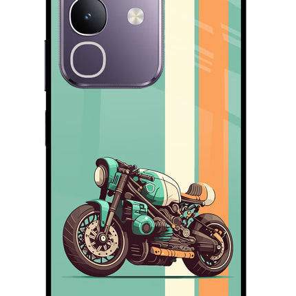 Striped Moto Drift Vivo T4x 5G Glass Case Back Cover by Casekaro