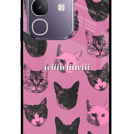 Pink Cats Vivo T4x 5G Glass Case