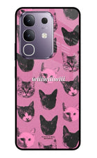 Pink Cats Vivo T4x 5G Glass Case