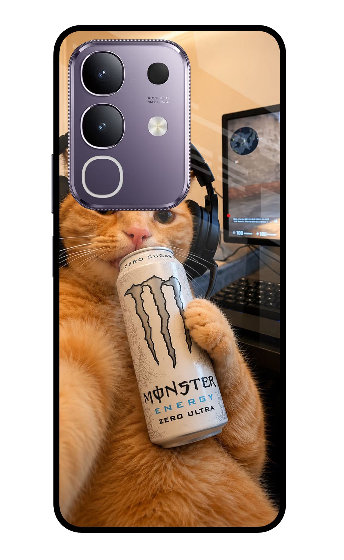 Gamer Cat Energy Vivo T4x 5G Glass Case