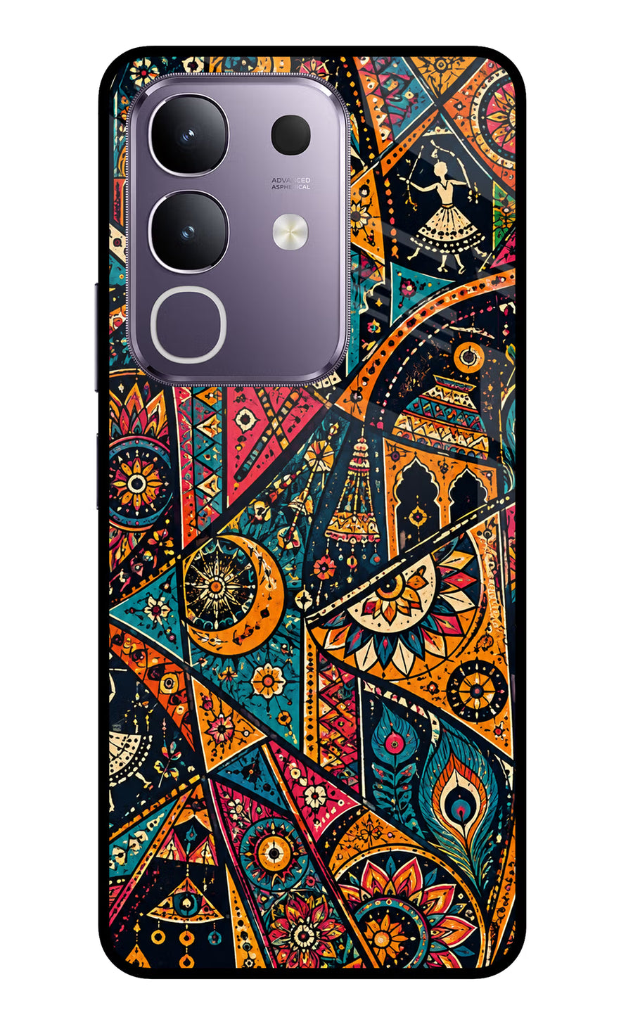 Folk Print Vivo T4x 5G Back Cover, Glass case