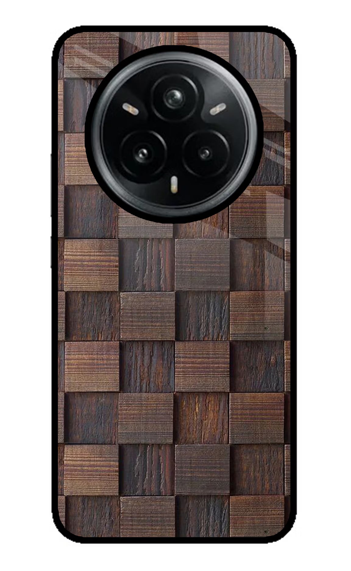 Wooden Cube Design Realme 14 Pro Plus 5G Glass Case Back Cover by Casekaro