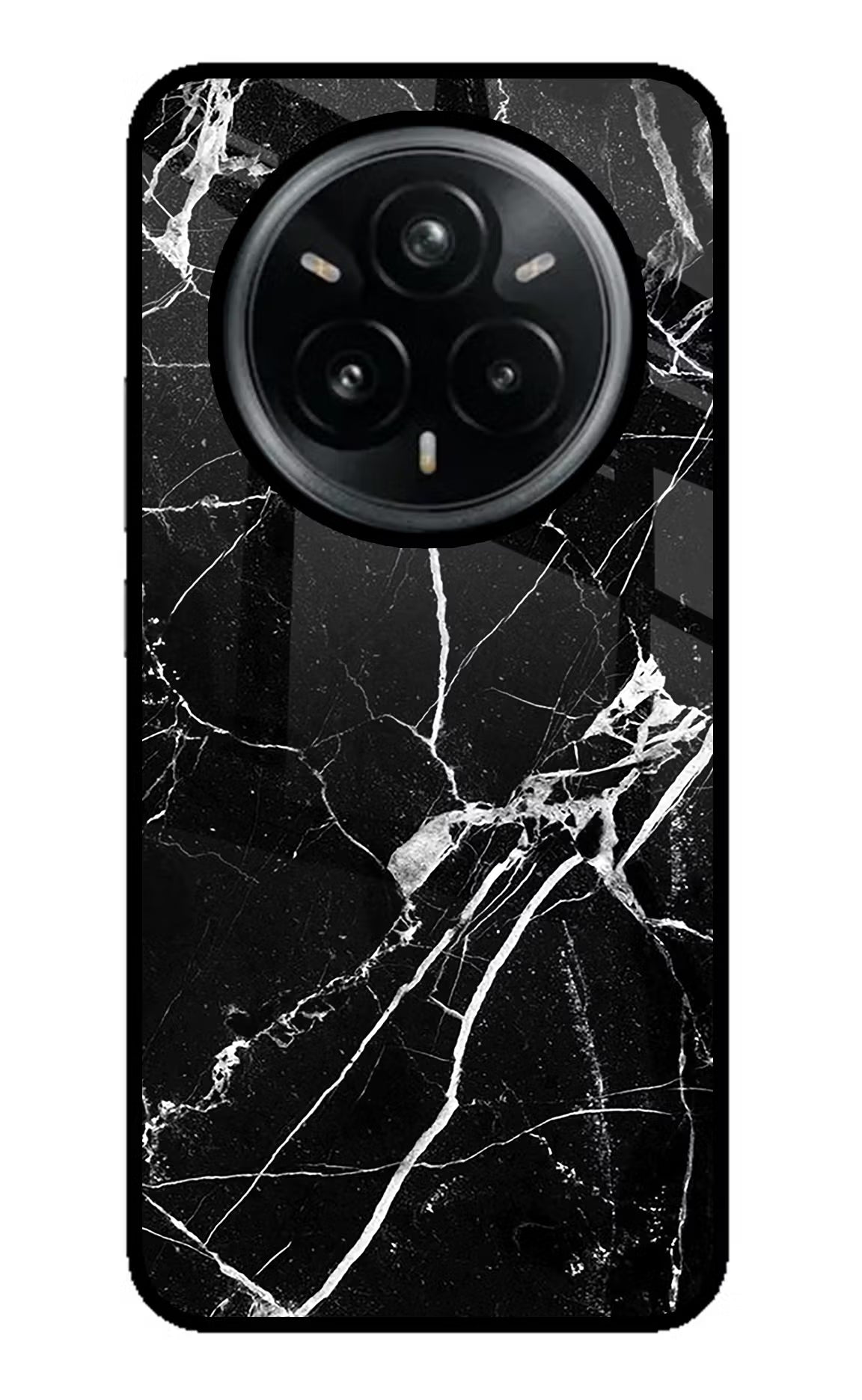 Black Marble Pattern Realme 14 Pro Plus 5G Glass Case Back Cover by Casekaro