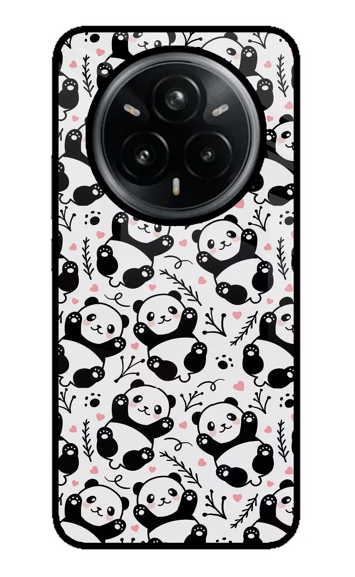 Cute Panda Realme 14 Pro Plus 5G Glass Case Back Cover by Casekaro