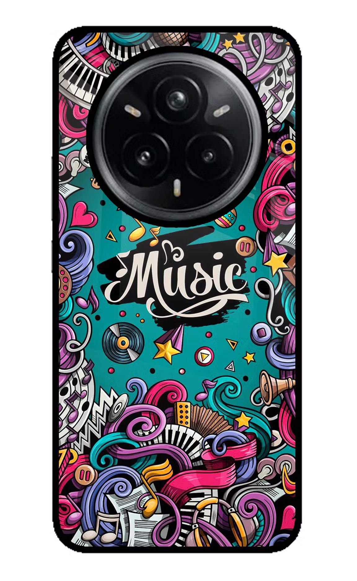 Music Graffiti Realme 14 Pro Plus 5G Glass Case Back Cover by Casekaro