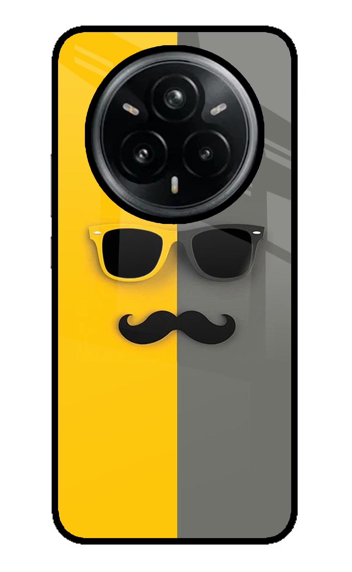 Sunglasses with Mustache Realme 14 Pro Plus 5G Glass Case Back Cover by Casekaro