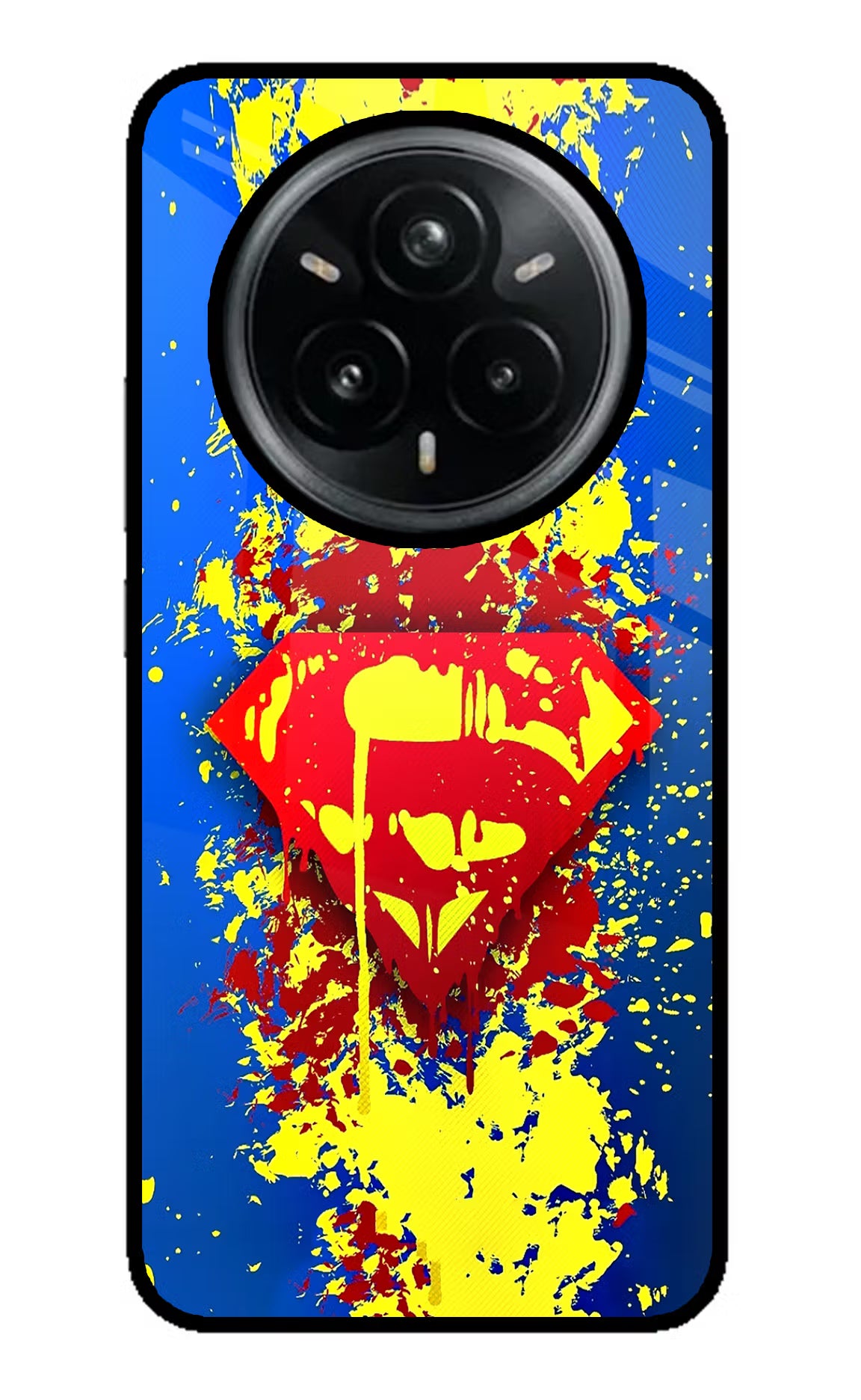 Superman logo Realme 14 Pro Plus 5G Glass Case Back Cover by Casekaro