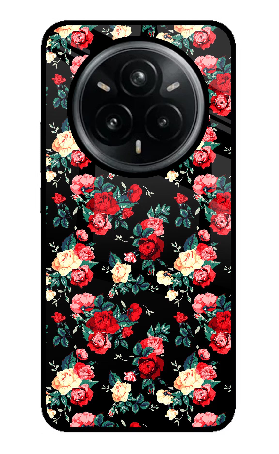 Rose Pattern Realme 14 Pro Plus 5G Glass Case Back Cover by Casekaro