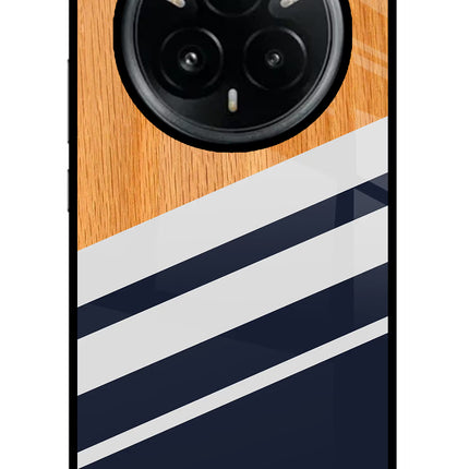 Blue and white wooden Realme 14 Pro Plus 5G Glass Case