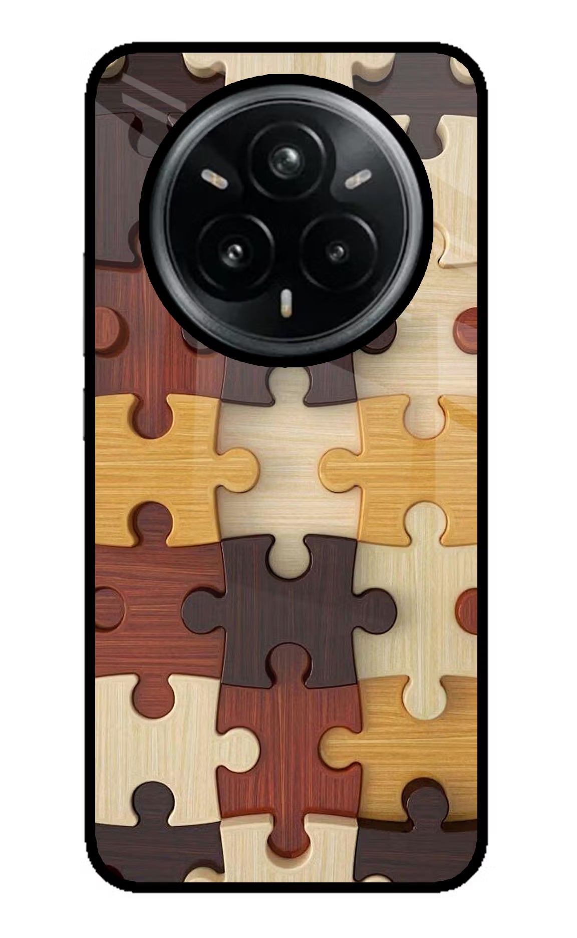 Wooden Puzzle Realme 14 Pro Plus 5G Glass Case Back Cover by Casekaro