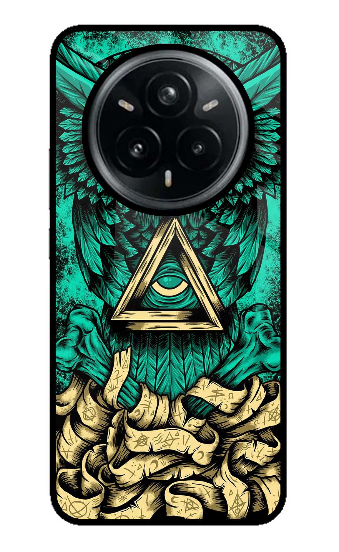 Green Owl Realme 14 Pro Plus 5G Glass Case Back Cover by Casekaro