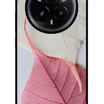 White Pink Leaf Realme 14 Pro Plus 5G Glass Case