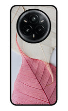 White Pink Leaf Realme 14 Pro Plus 5G Glass Case