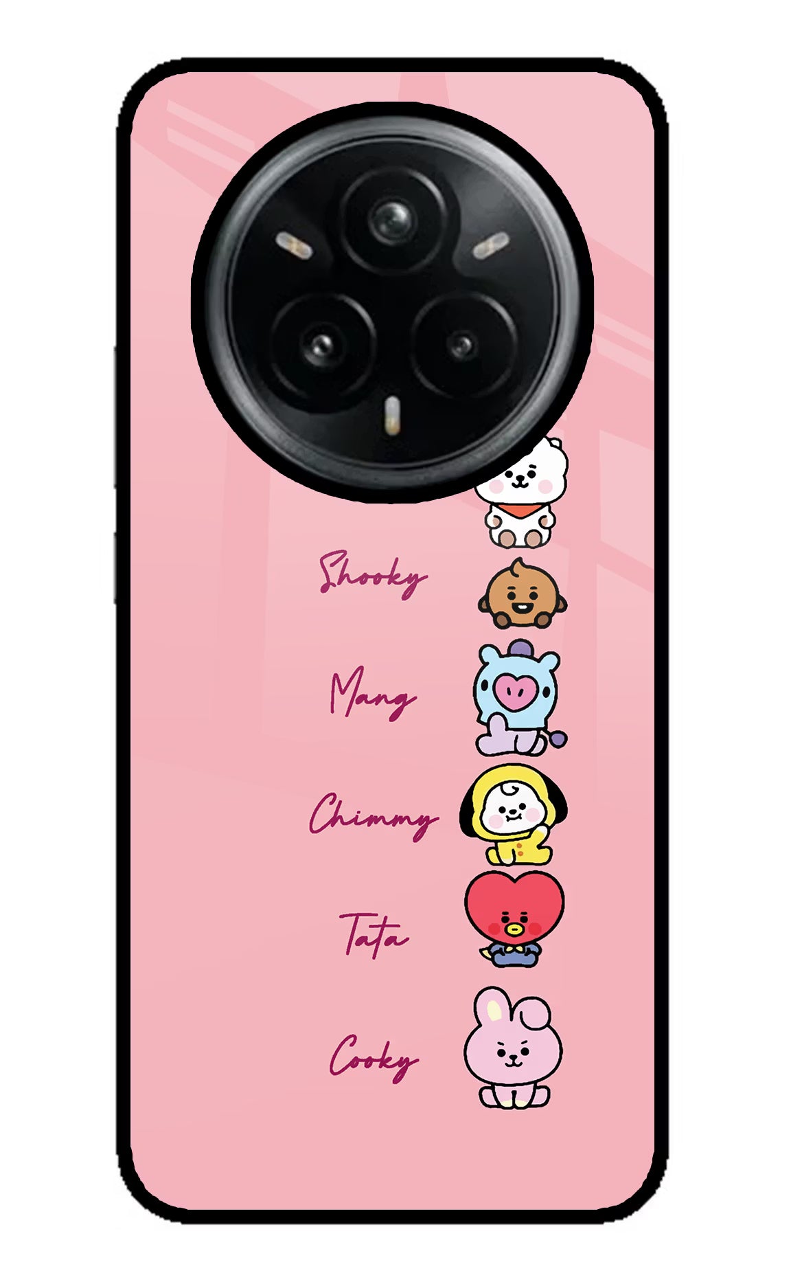 BTS names Realme 14 Pro Plus 5G Glass Case Back Cover by Casekaro