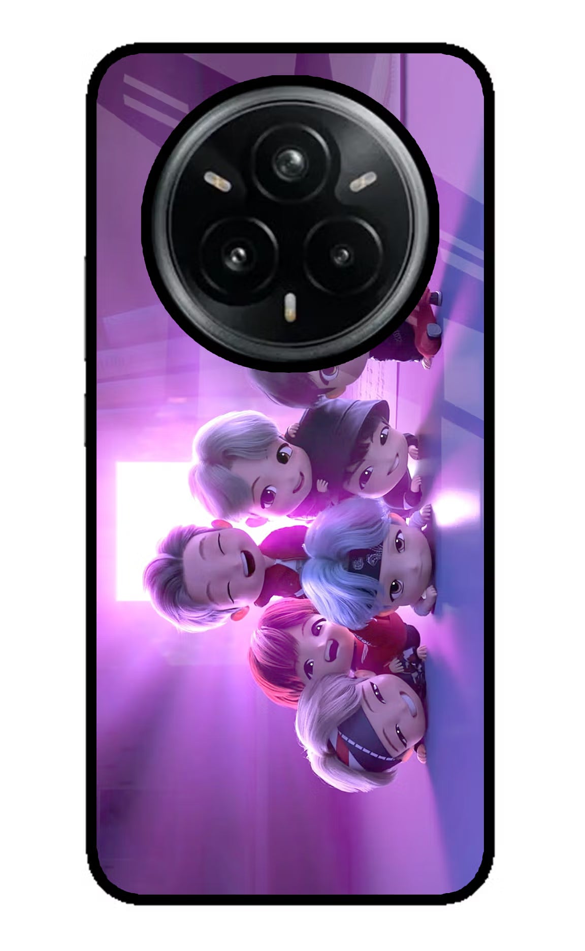 BTS Chibi Realme 14 Pro Plus 5G Glass Case Back Cover by Casekaro