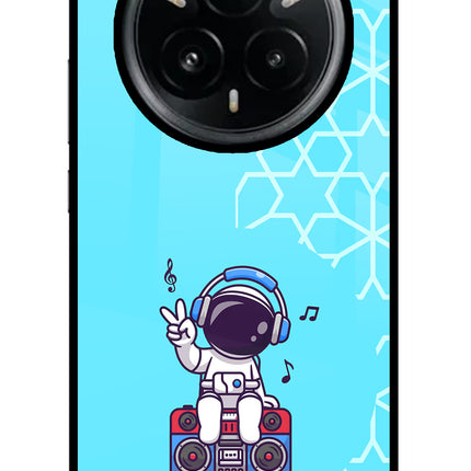 Cute Astronaut Chilling Realme 14 Pro Plus 5G Glass Case