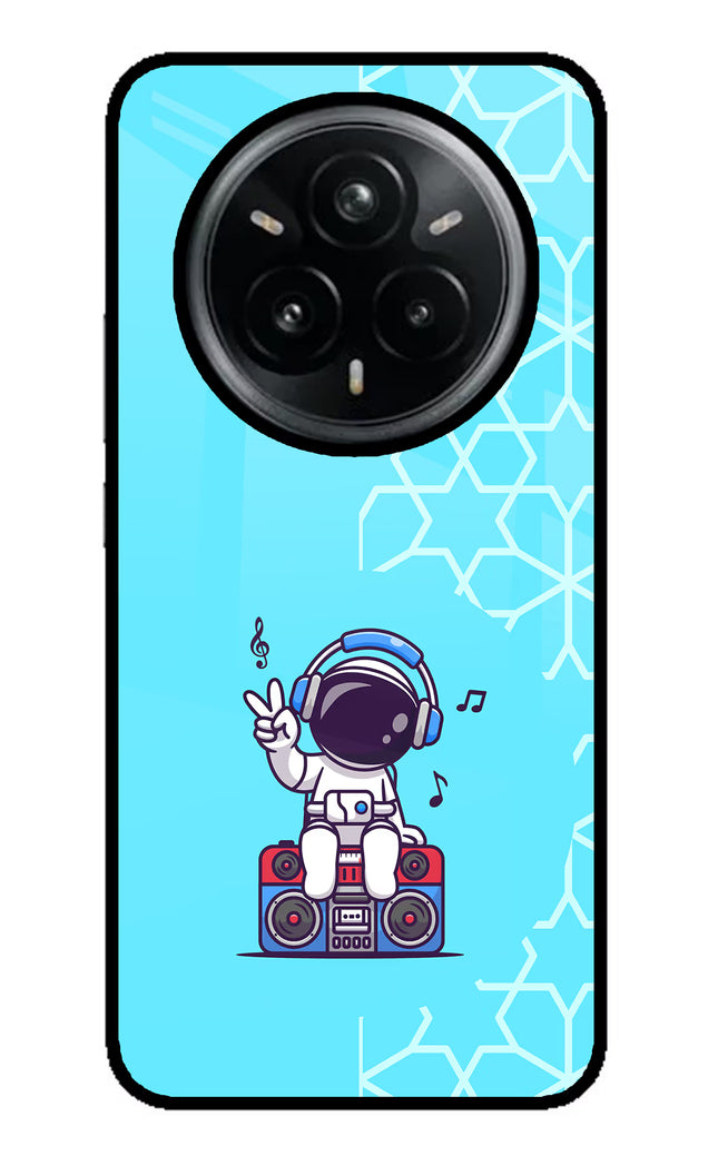 Cute Astronaut Chilling Realme 14 Pro Plus 5G Glass Case
