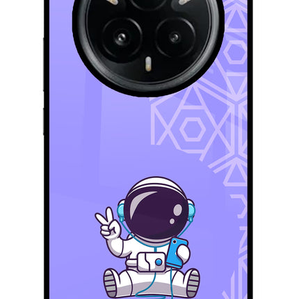 Cute Astronaut Chilling Realme 14 Pro Plus 5G Glass Case