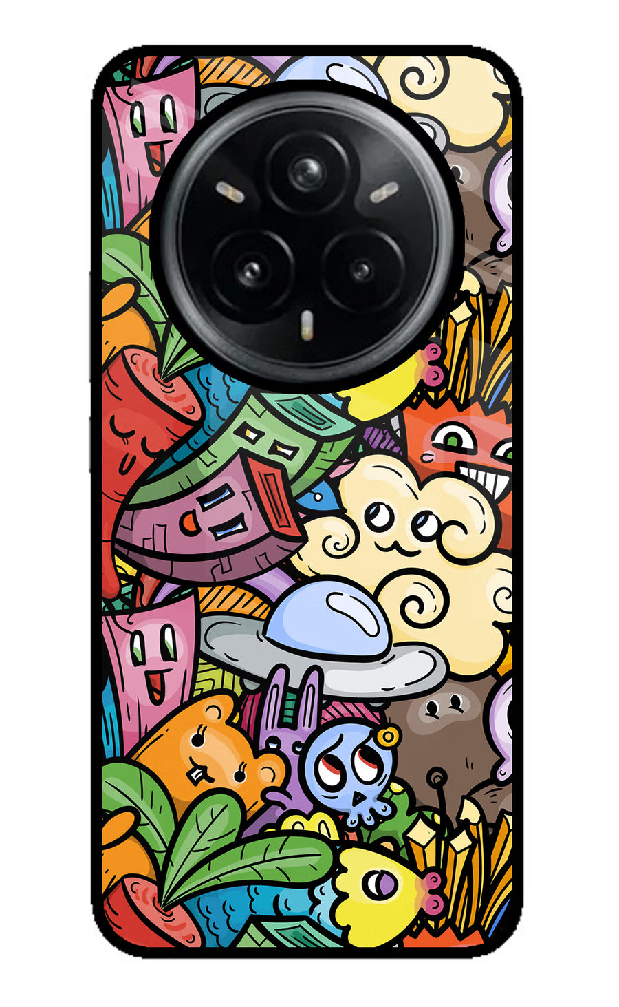 Veggie Doodle Realme 14 Pro Plus 5G Back Cover, Glass case