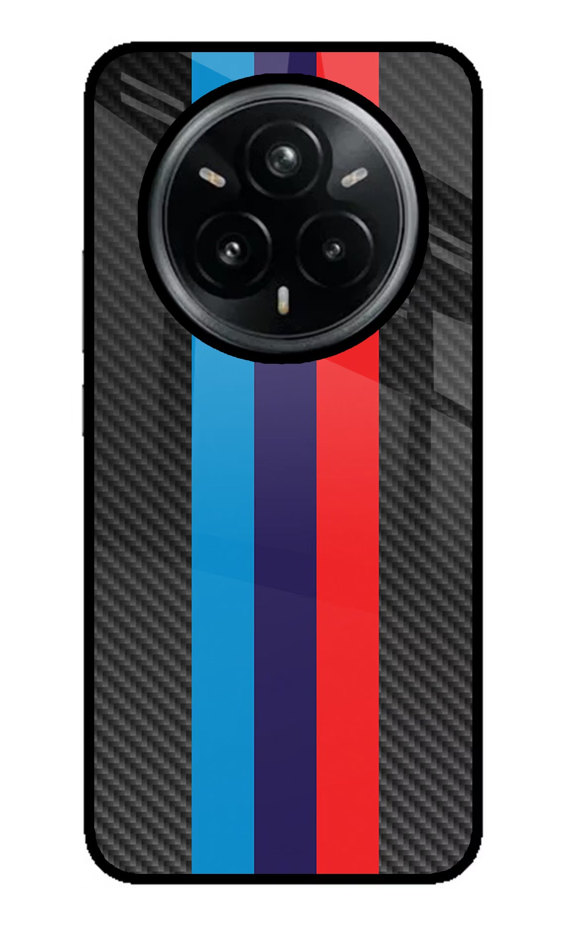 BMW Stripes Pattern Realme 14 Pro Plus 5G Glass Case Back Cover by Casekaro
