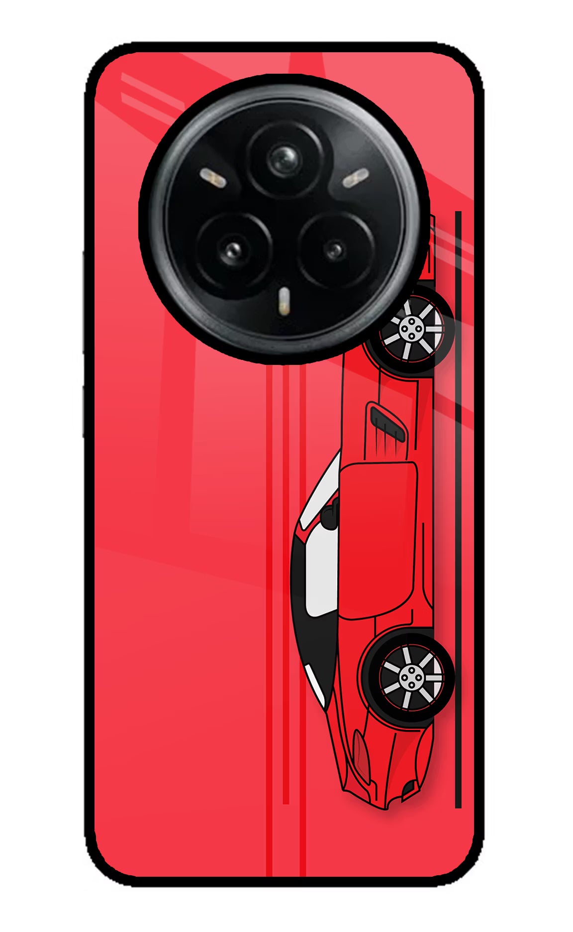 Red Velocity Realme 14 Pro Plus 5G Glass Case Back Cover by Casekaro