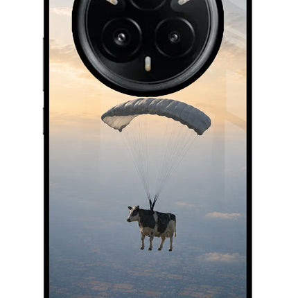 Skydiving Cow Realme 14 Pro Plus 5G Glass Case
