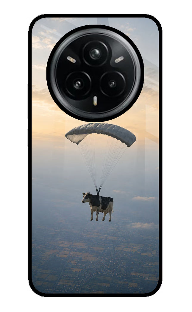 Skydiving Cow Realme 14 Pro Plus 5G Glass Case