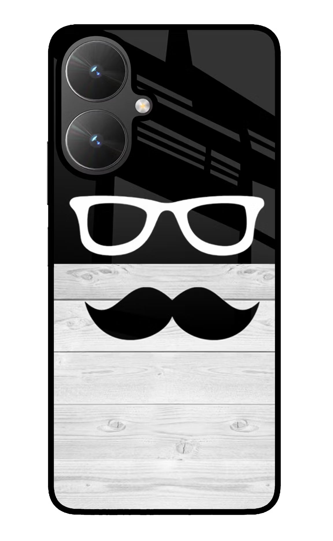 Mustache Poco M6 5G Glass Case Back Cover by Casekaro