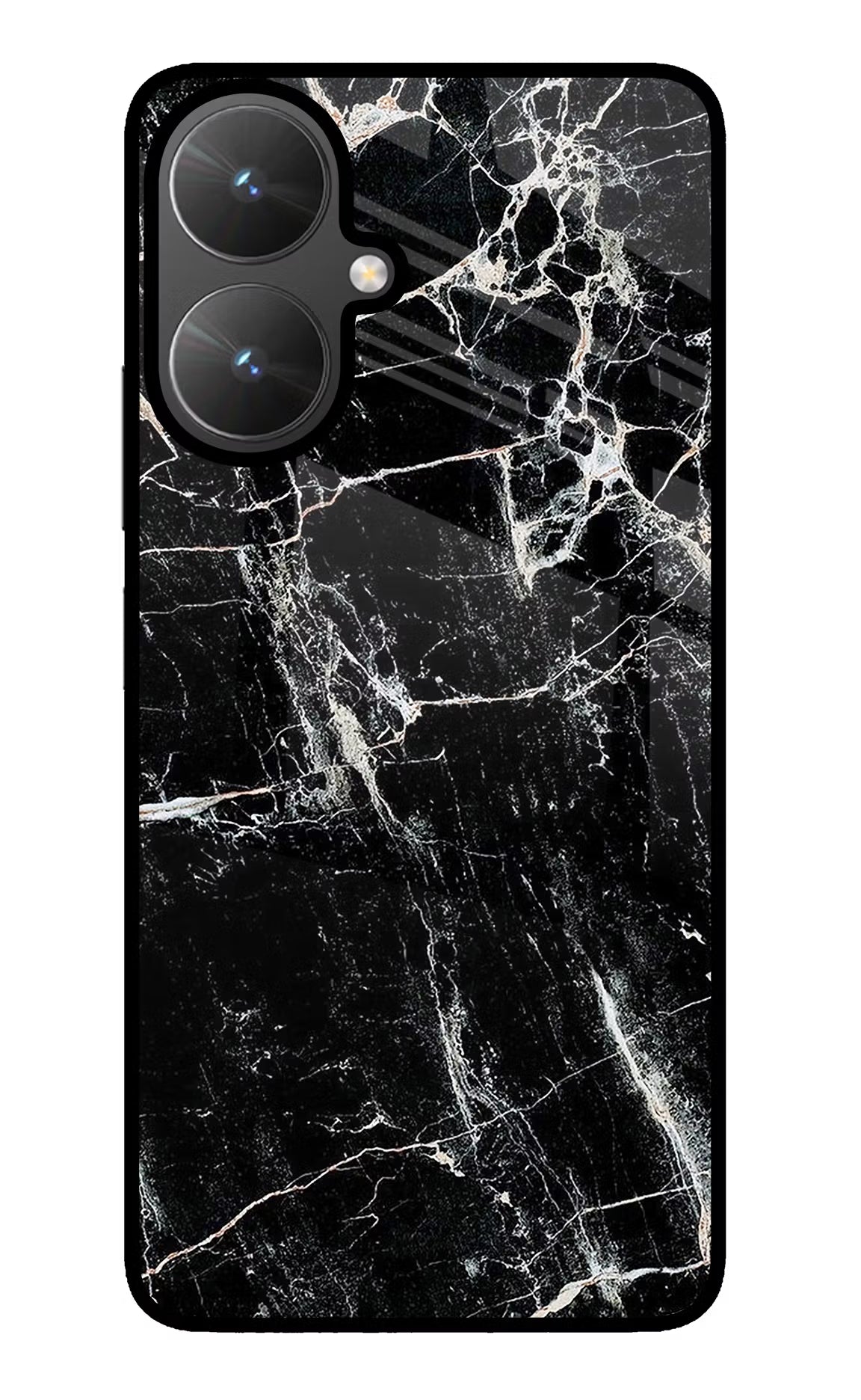 Black Marble Texture Poco M6 5G Glass Case