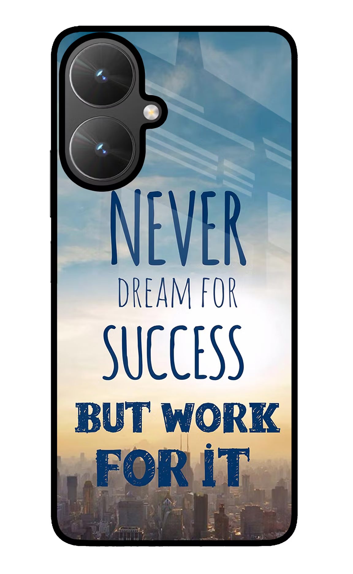 Never Dream For Success But Work For It Poco M6 5G Glass Case Back Cover by Casekaro
