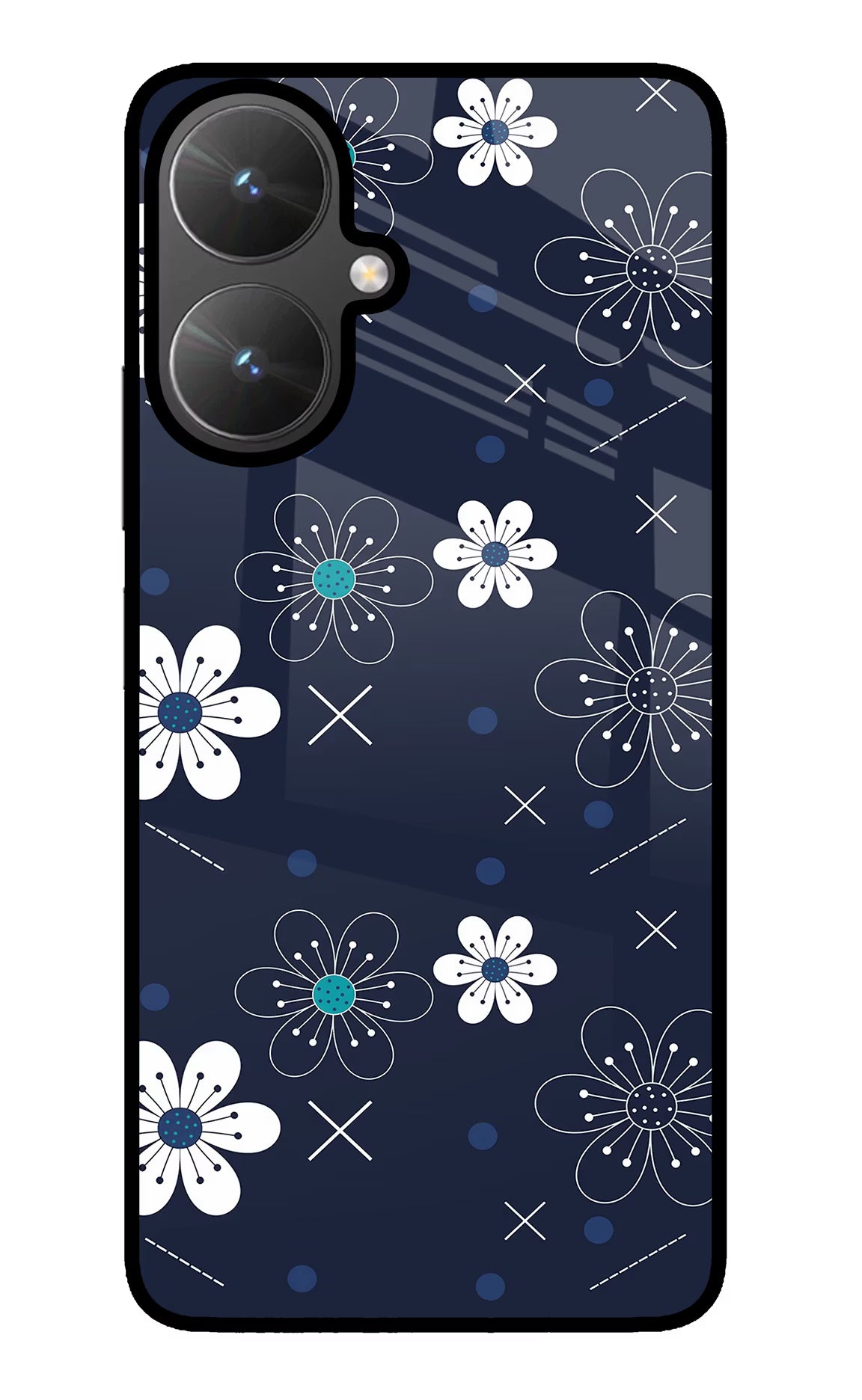 Flowers Poco M6 5G Glass Case