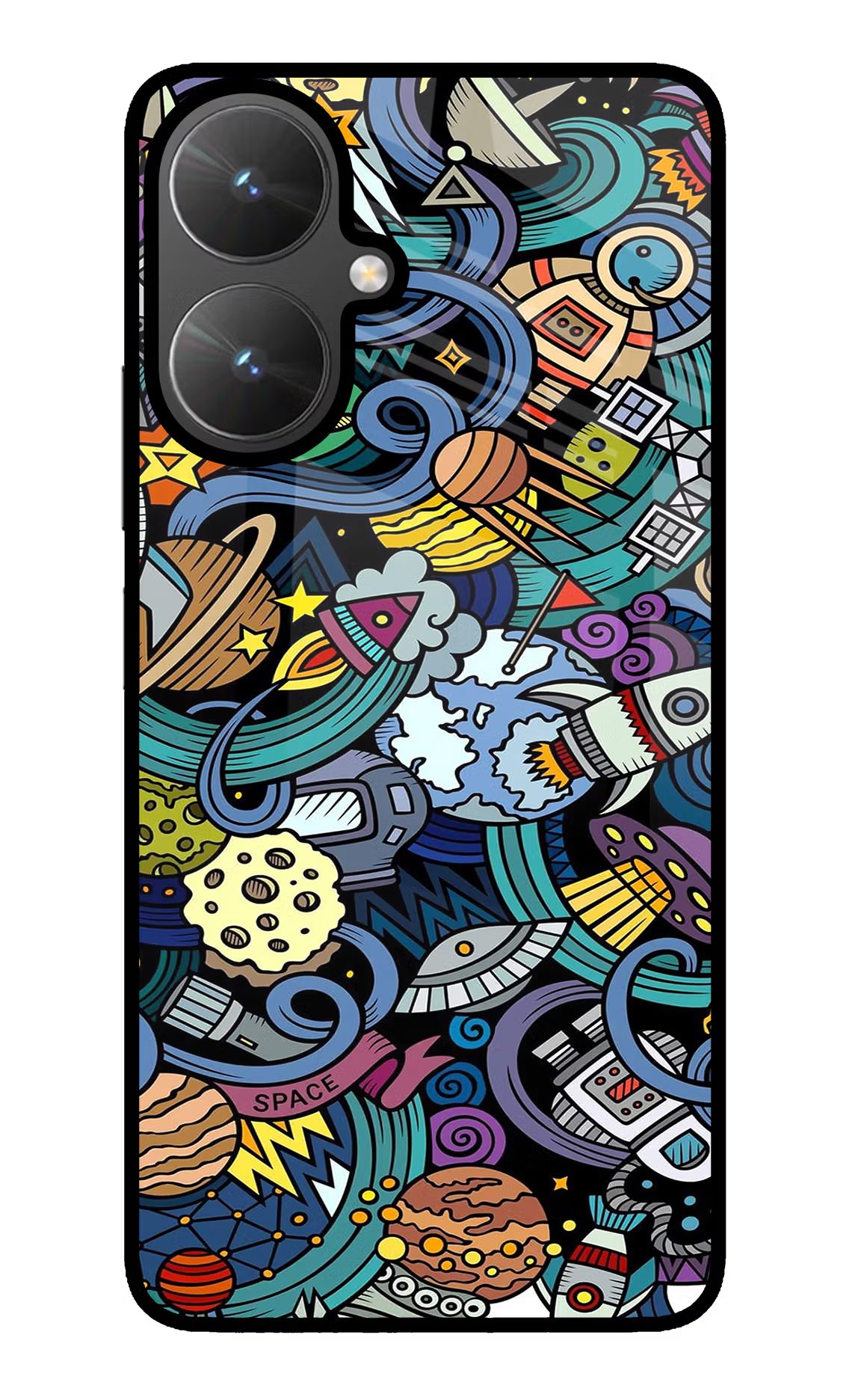 Space Abstract Poco M6 5G Glass Case Back Cover by Casekaro