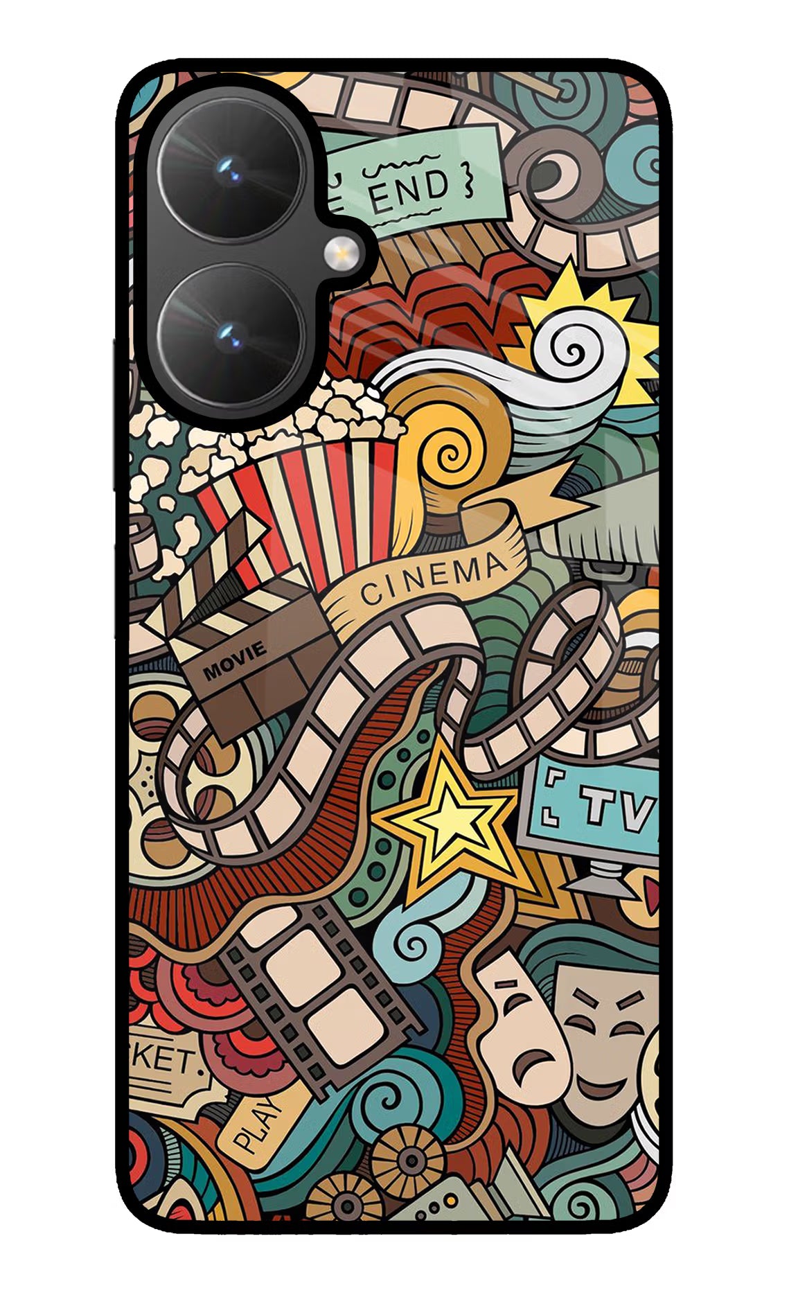 Cinema Abstract Poco M6 5G Glass Case Back Cover by Casekaro