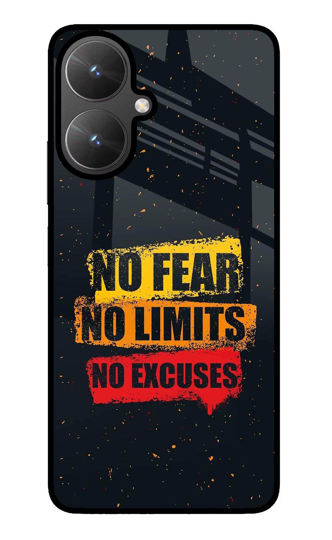 No Fear No Limits No Excuse Poco M6 5G Glass Case Back Cover by Casekaro