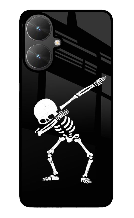 Dabbing Skeleton Art Poco M6 5G Glass Case
