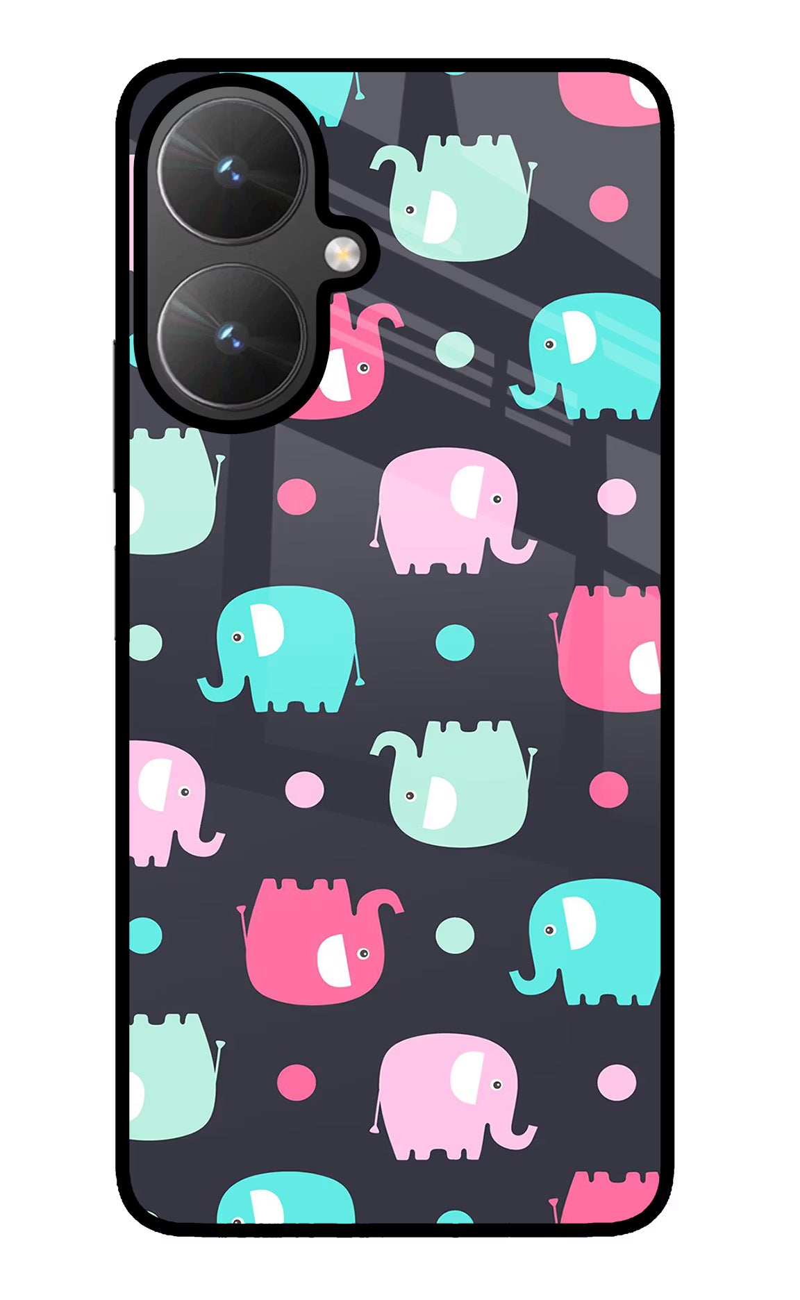 Elephants Poco M6 5G Glass Case