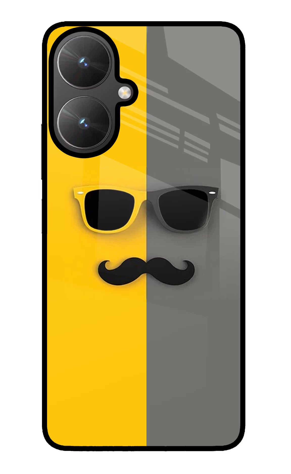 Sunglasses with Mustache Poco M6 5G Glass Case