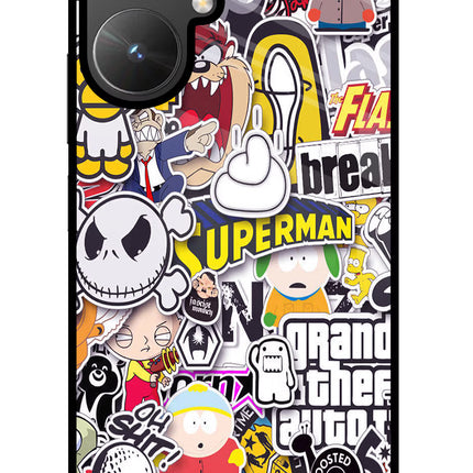 Sticker Bomb Poco M6 5G Glass Case